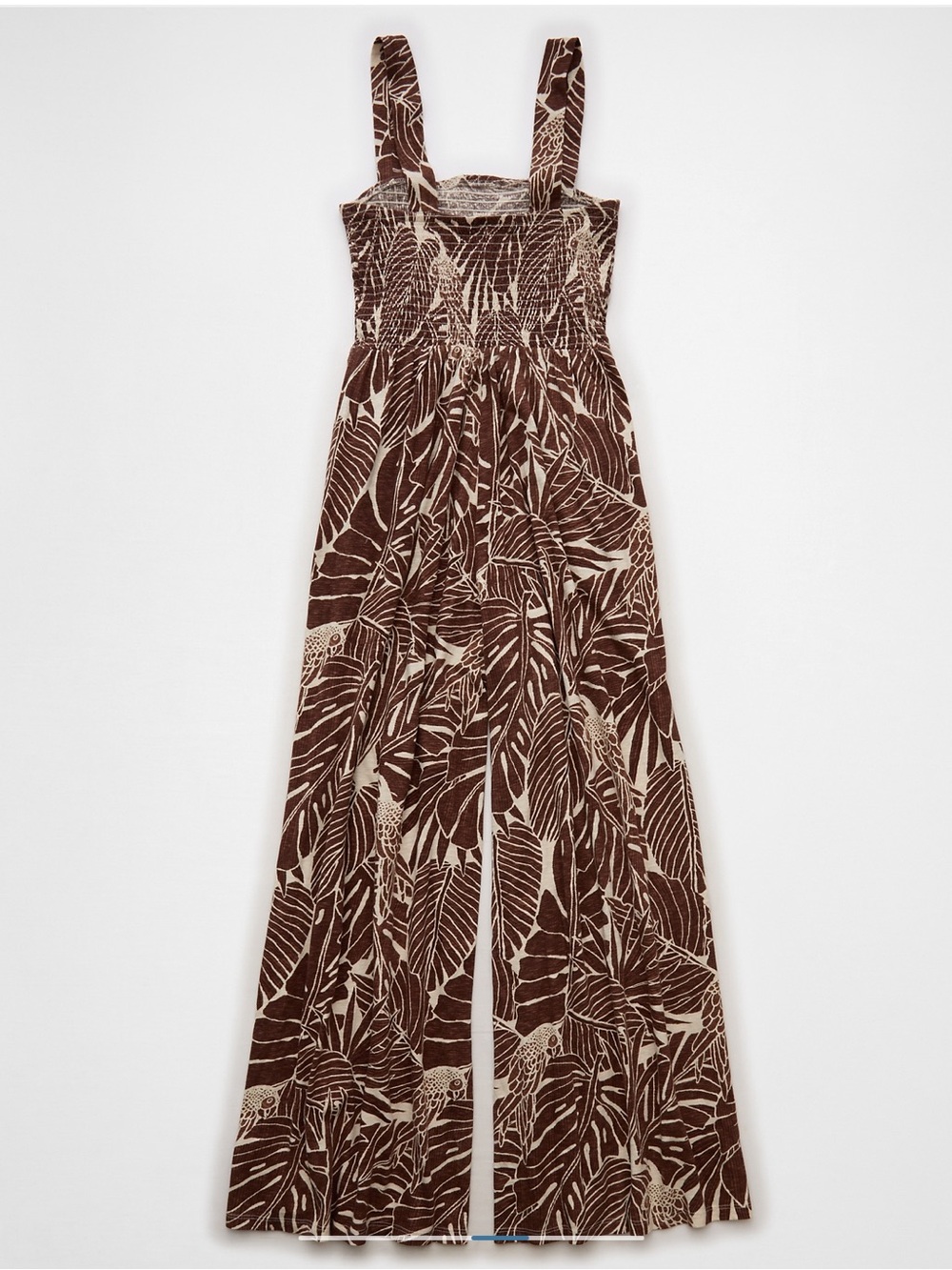 NWT AE Smocked Women’s Brown Printed Wide-Leg Jumpsuit - Picture 4 of 9